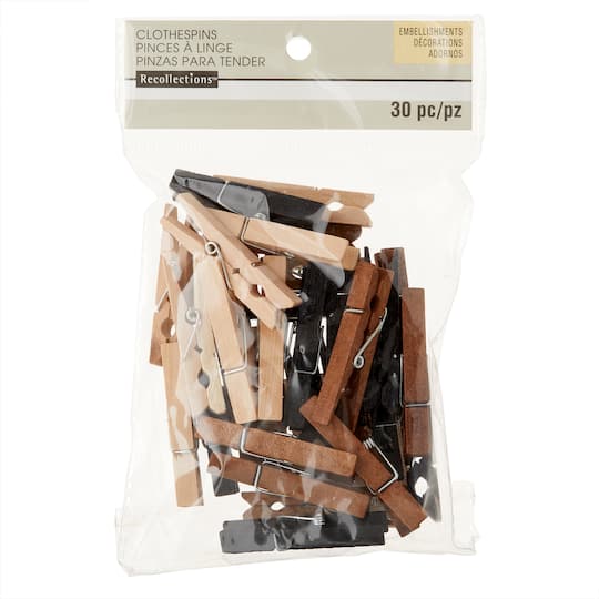 12 Packs: 30 ct. (360 total) 2" Natural Mix Clothespin Embellishments by Recollections™